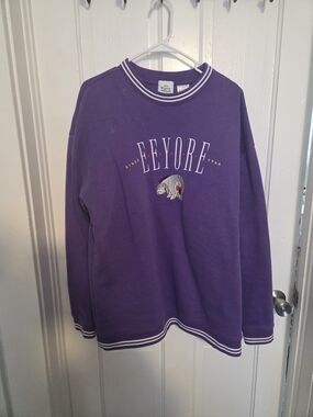 Disney Eeyore Purple Crewneck Sweater with White Trim